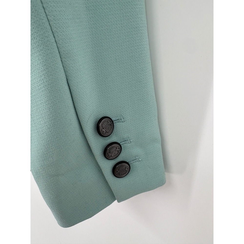 White House Black Market Blazer Womens 6 Green Double Breasted Crest Button Coat - Picture 6 of 10